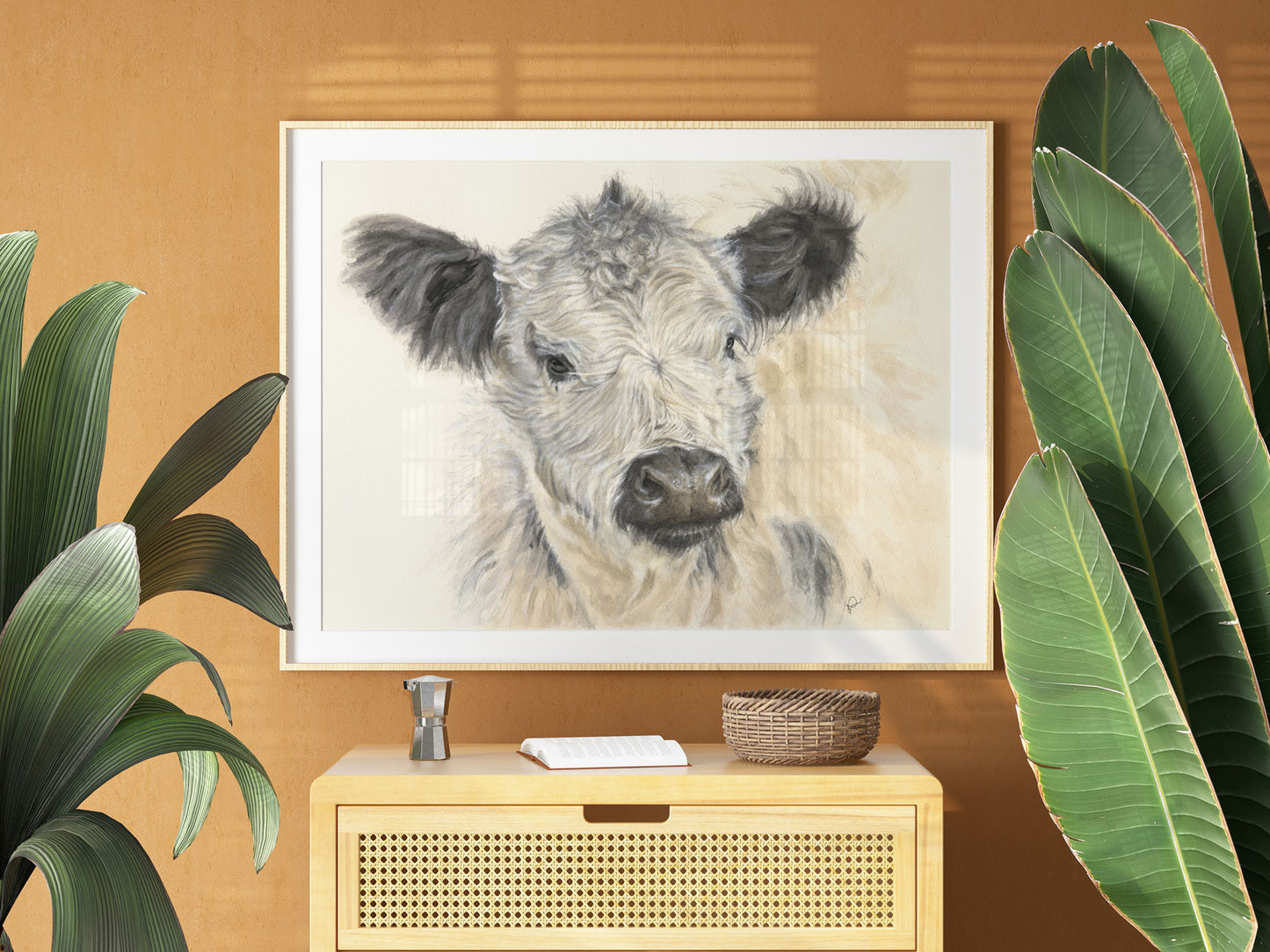 "She's so Fluffy!" - Baby Cow Fine Art Giclée Watercolour Print - A3 Print Only