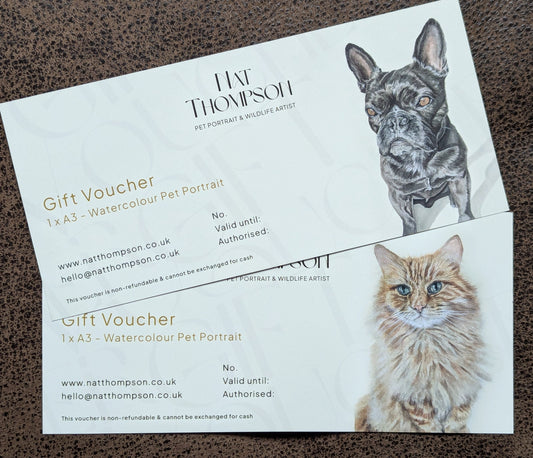 Christmas Offer - Personalised Pet Portrait Watercolour Voucher (A3)